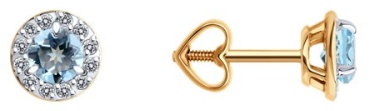 Пусеты Diamant EAR-DI-585-352237 вес 1.14 г золото, топаз