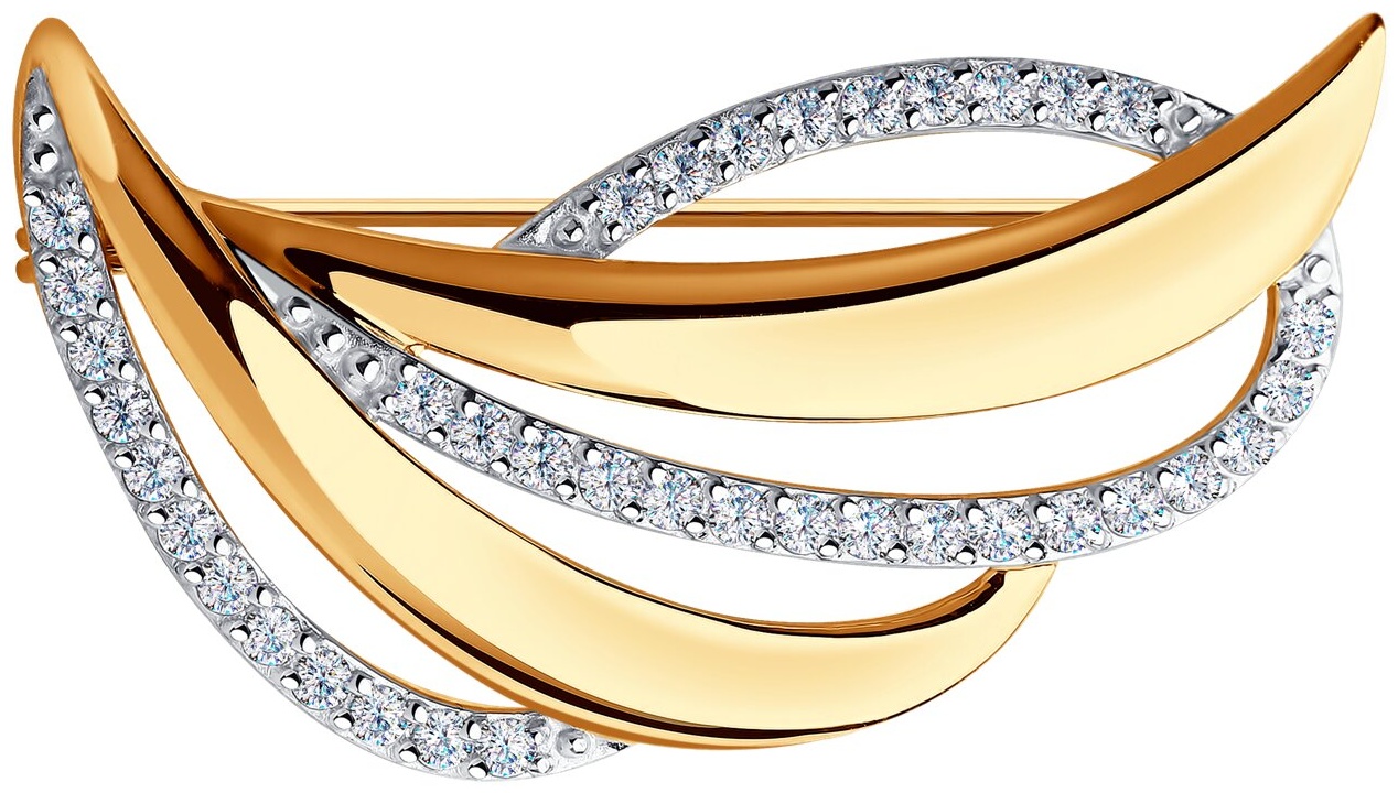 Брошь LUXOR JEWELRY LUXOR 040162_2,19 вес 2.19 г золото, фианит