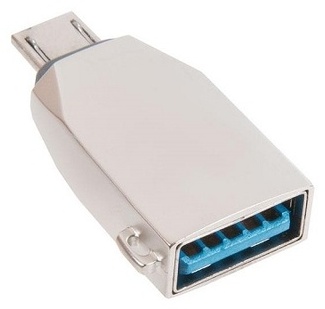 Переходник Hoco USB 2.0 (F), micro-USB 2.0 (M), 0.03 м, серебристый