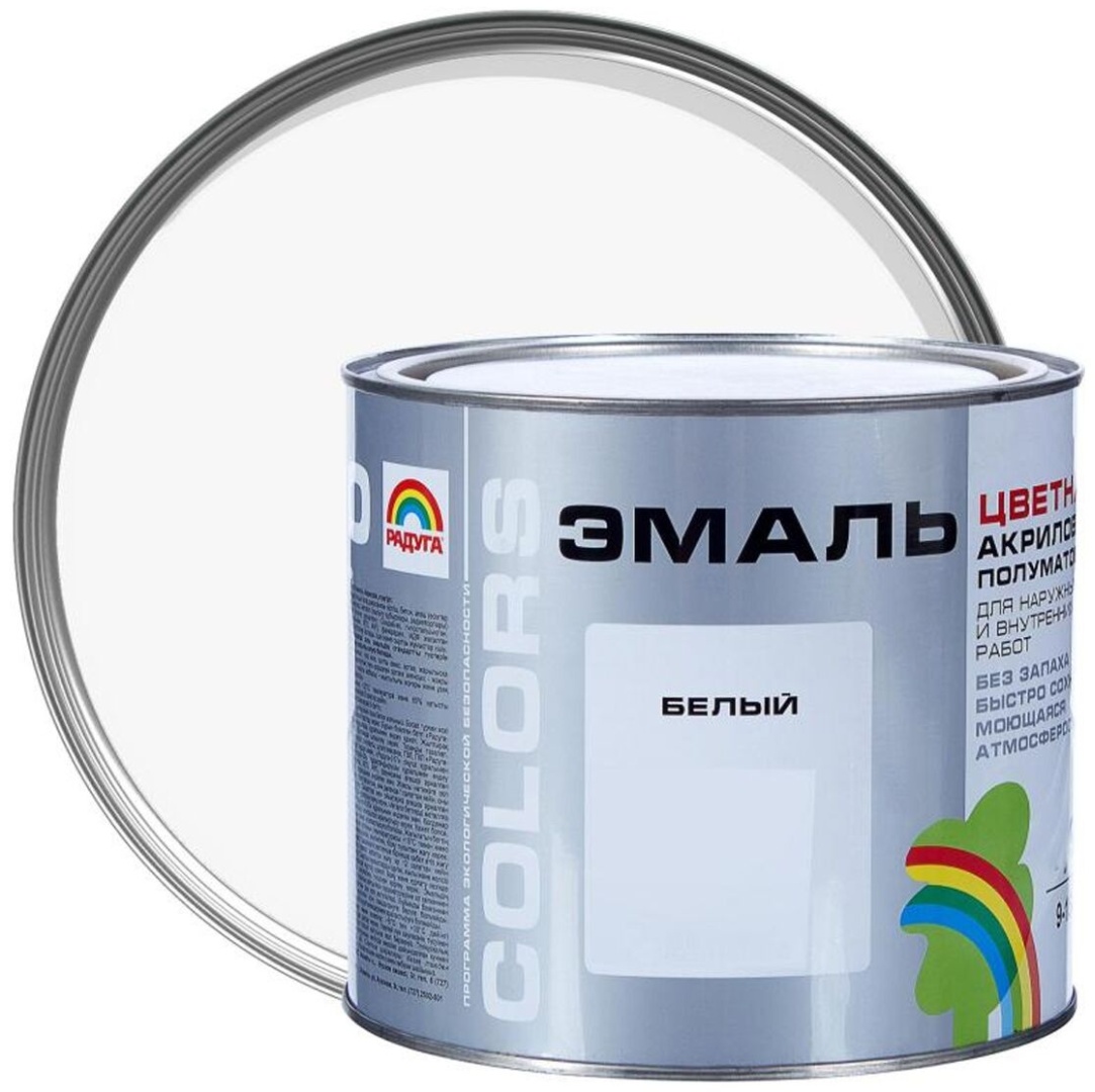 РАДУГА эмаль полуматовая Р-220 Colors 1.9 л, тон белый