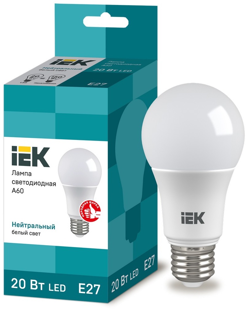 IEK 20W E27, светодиодная, естественный белый