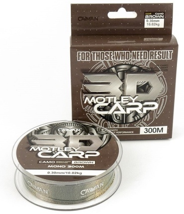 Леска Caiman монофильная Motley Carp 3D camo brown4 0.3 мм коричневый