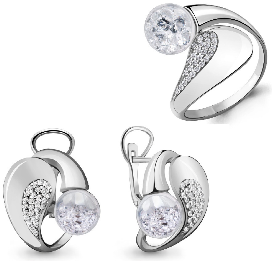 AQUAMARINE 64441А-45393А вес 8.81 г 17.5 серебро, фианит
