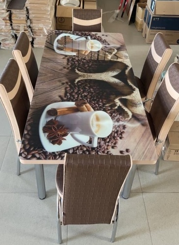Комплект Турция Мебель Kahve Capucino 523, стол 170х80 см + 6 стульев, коричневый