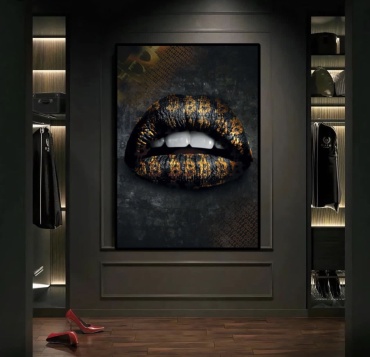 Canvas картина Bitcoin lips 70x100 см