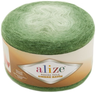 Моток Alize Angora Gold Ombre Batik 7297 зеленый 825 м 150 г
