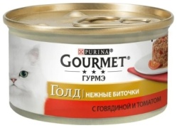 Gourmet кусочки в соусе говядина, томаты 85 г 1 шт