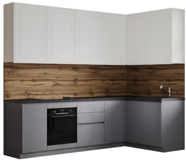 Кухонный гарнитур Zaman Print Монза, 274x246х60 см, ЛДСП, черный, белый