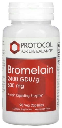 Protocol for Life Balance, Бромелаин, 2400 ГДУ / г, 500 мг, 90 растительных капсул