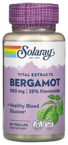 Solaray БАД Vital Extracts, Bergamot, 500 mg 60 капсул