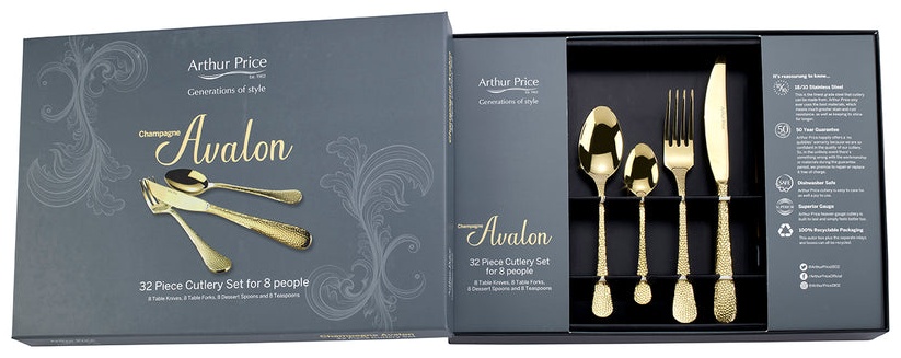 Набор столовых приборов Arthur Price 32 шт, золотистый CAVA3201