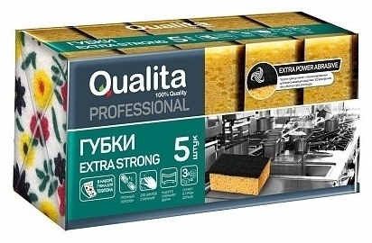 Губка для пола, для посуды, для сантехники Qualita Qualita Extra Strong 5 шт, поролон