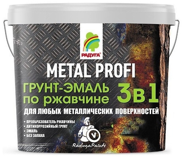Купить РАДУГА эмаль полуглянцевая Metall Profi 3 в 1 2.7 кг, тон черный ...
