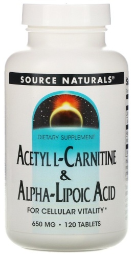 Source Naturals антиоксидант Acetyl L-Carnitine & Alpha-Lipoic Acid 650 мг 120 таблеток