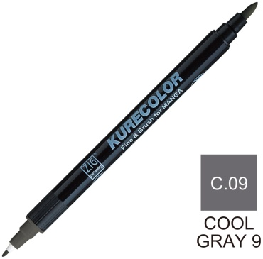 Маркер ZIG Fine & Brush for Manga Цвет: Cool gray 9