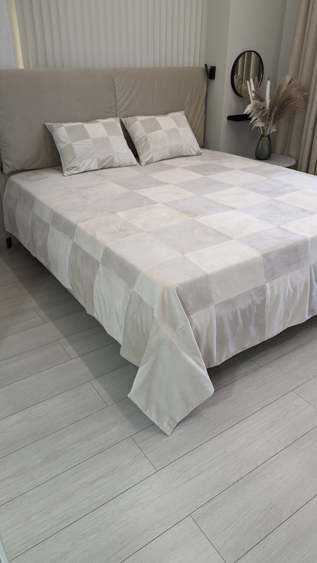 Покрывало ASH TEXTILE 250х250 см, ранфорс, бархат, бежевый, мультиколор