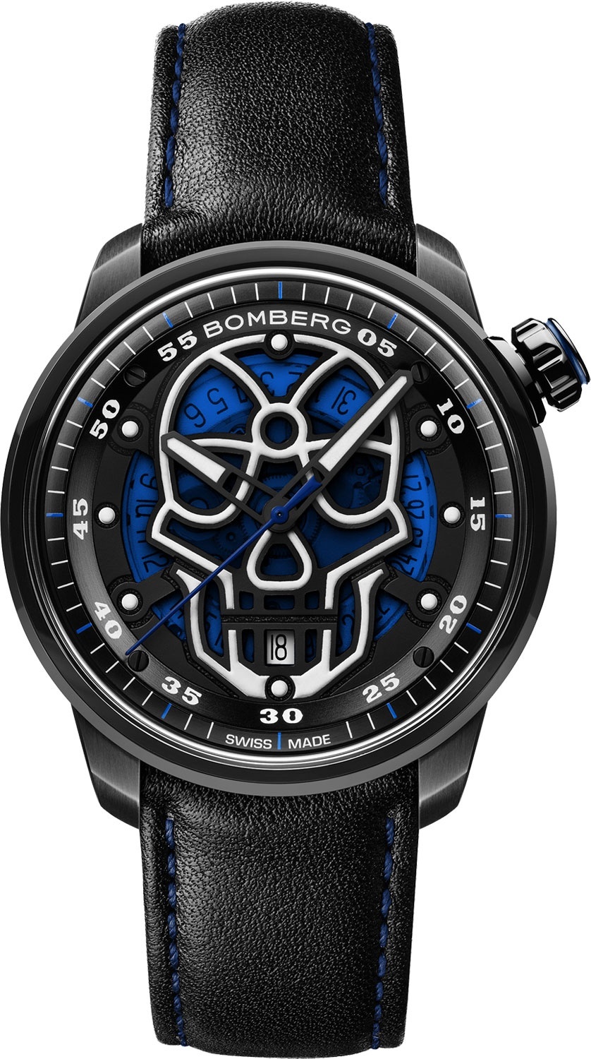 Механические Bomberg Bomberg BB-01 Automatic Skull Blue 43 сталь