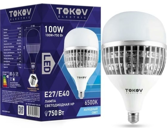 TOKOV ELECTRIC 100W E27, светодиодная, холодный белый
