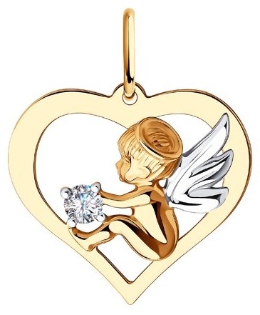 Подвеска Diamant 51-130-00920-1 вес 1.08 г золото, фианит