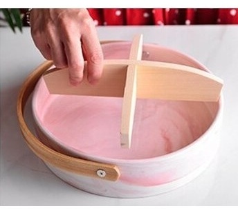 Tray менажница Ceramic pink 1 шт, дерево, керамика
