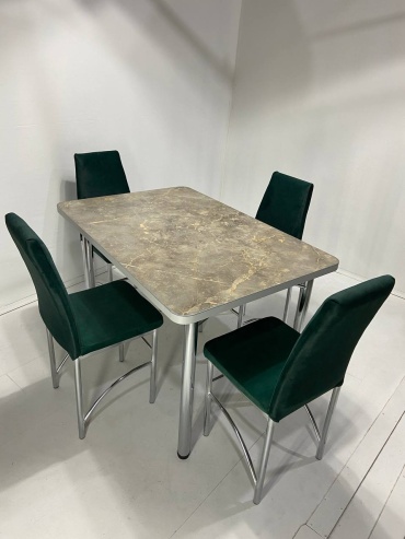 Комплект MEBEL STYLE GROUP 741619514, стол 120х80 см + 6 стульев, серый, зеленый