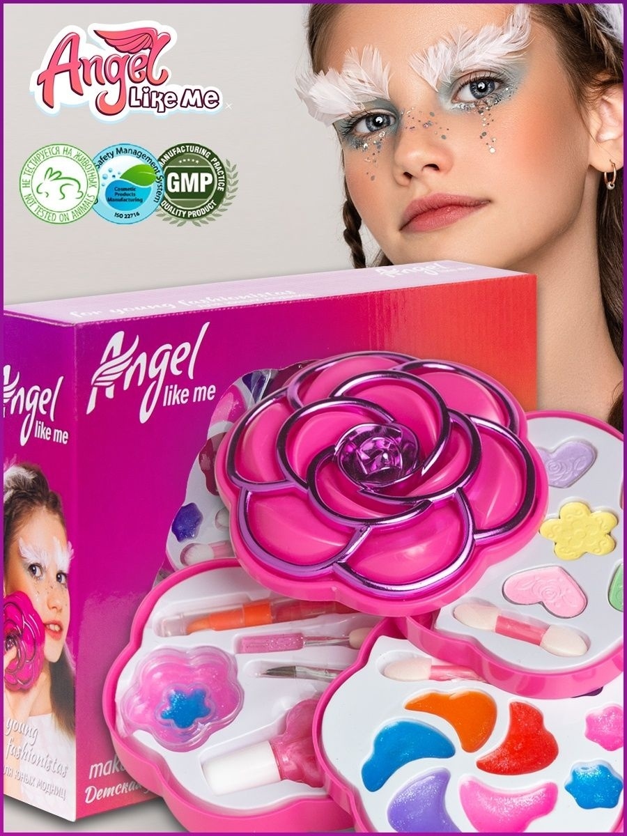 Angel Like Me Цветок набор, тени, помада, блеск, лак для ногтей 3+