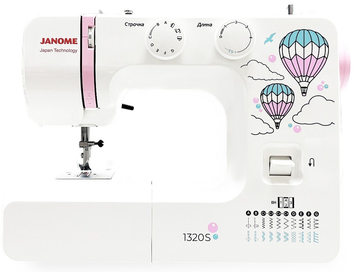 Швейная машина Janome 1320S белый, розовый