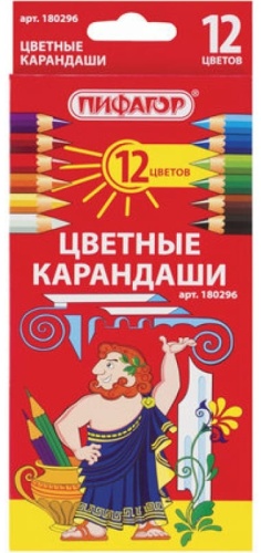 Цветной карандаш Пифагор форма шестигранная 12 шт