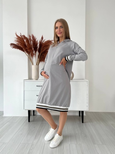 Повседневное платье, спортивное платье, для беременных Puzatiki серый