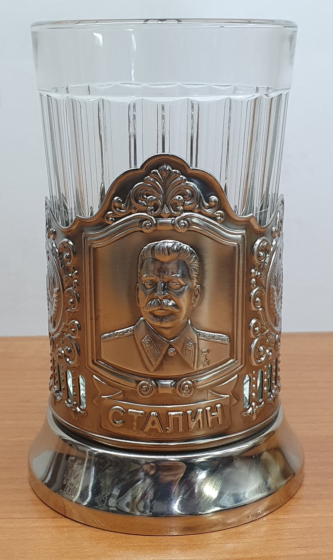 Подстаканник Кольчугинский мельхиор никелированный Сталин, мельхиор