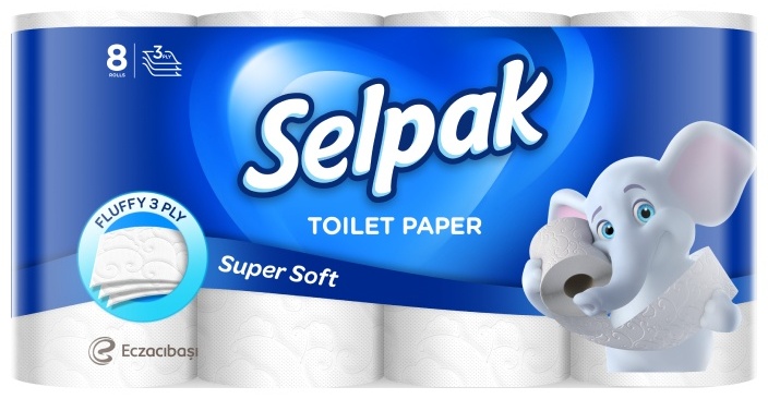 Selpak туалетная бумага 3-слойный 8 шт, первичная целлюлоза