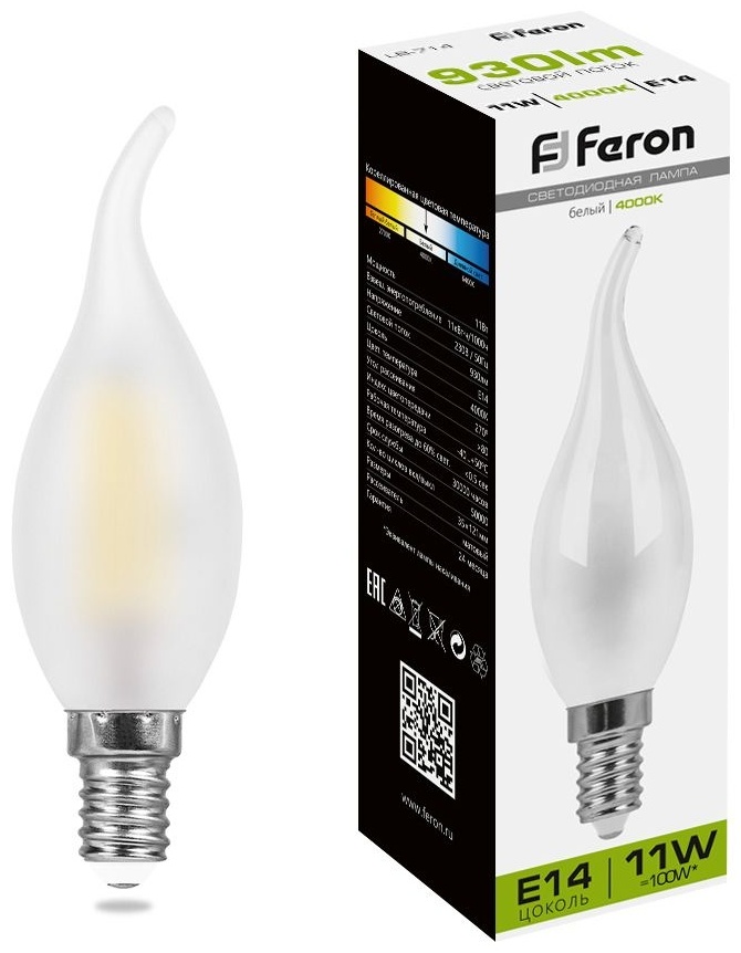 Feron 11W Е14, светодиодная, нейтральный белый