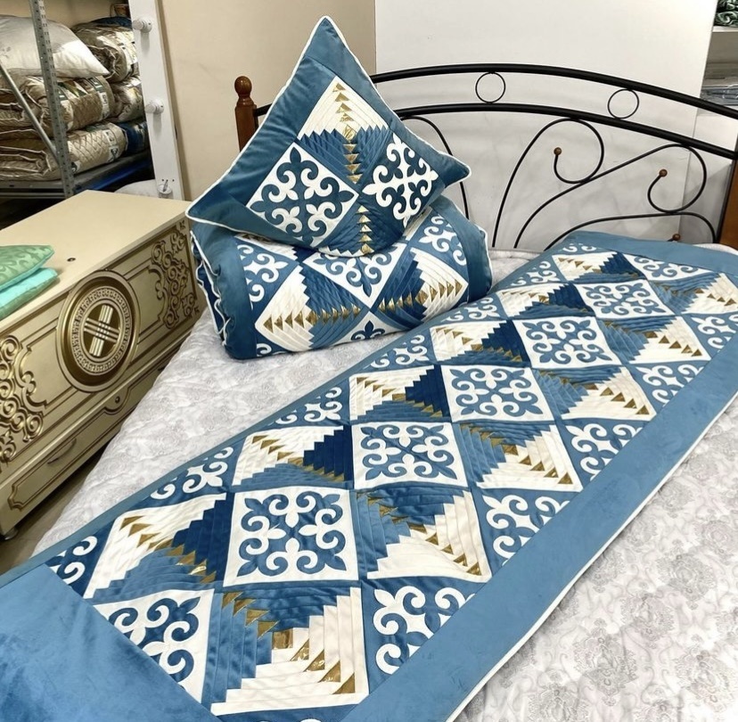 Комплект корпе с подушками 220x80 см, вата, синий