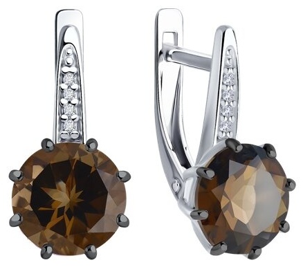 Серьги Diamant 94-320-02040-3 вес 3.39 г серебро, раухтопаз