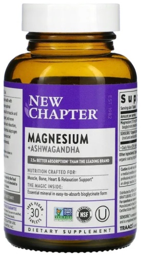 New Chapter БАД Magnesium & Ashwagandha 30 таблеток