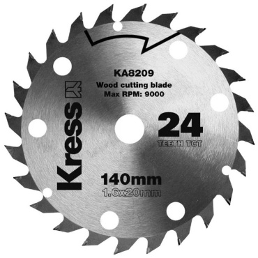 Пильный диск по дереву Kress KA8209, 140x20 мм, 24Т