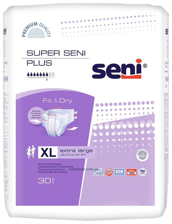 Seni Super Plus fit and dry подгузники для взрослых XL 30 шт