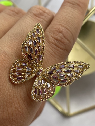 Кольцо ACCESSORIZE размер регулируемый ювелирный сплав, цирконий