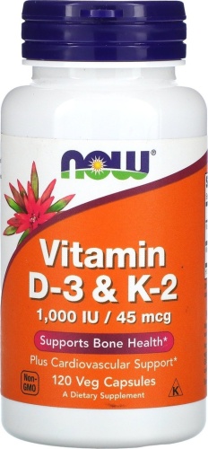 NOW Vitamin D3&К2 1000 IU/45 мкг капсулы 120 шт
