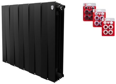 Royal Thermo секционный PianoForte 500 Noir Sable присоединительный набор биметаллический, кол-во секций: 10