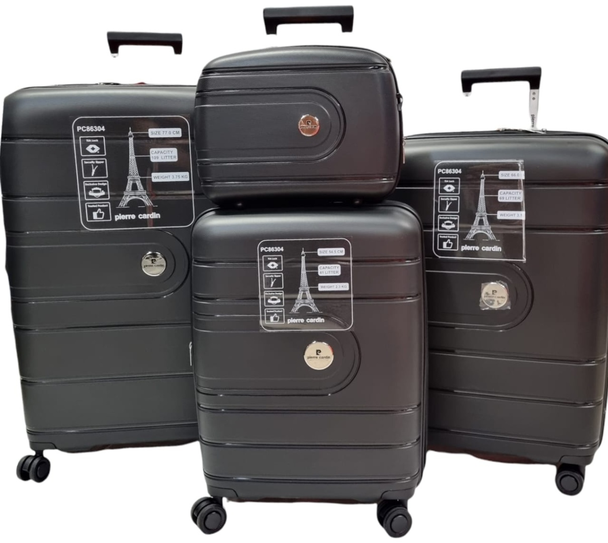 Комплект чемоданов Pierre Cardin PC86304 4 полипропилен 109 л черный