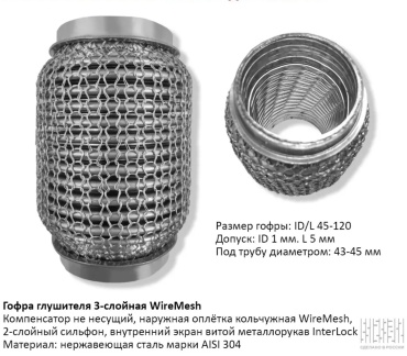 CBD гофра глушителя 45-120WireMesh