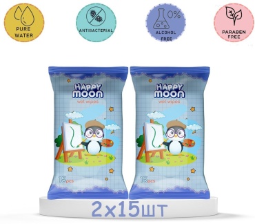 Влажные салфетки Happy Moon Happy Moon 764490281514 2*15 15 шт
