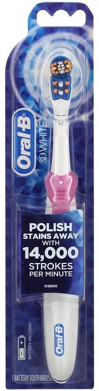 Oral-B механическая щетка 3D White щетина средняя белый, розовый