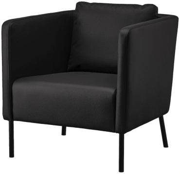 Классическое кресло IKEA ЭКЕРЁ Бумстад, обивка искусственная кожа, черный