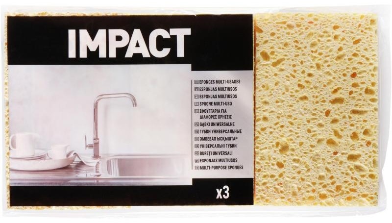 Губка универсальная IMPACT 81981285 3 шт, целлюлоза