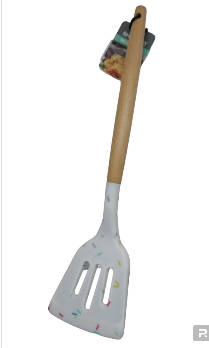 Лопатка дерево, силикон, 1 шт