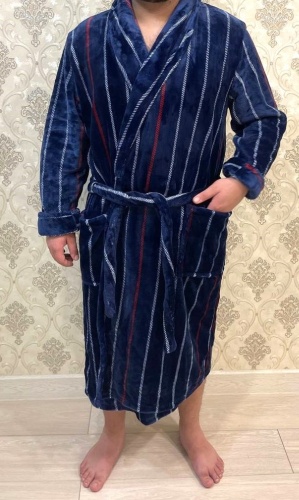 Махровый халат Fashion синий
