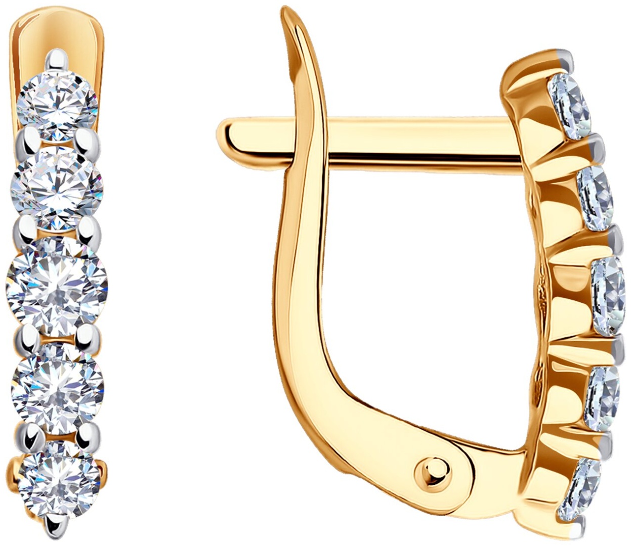 Серьги Diamant 51-120-02367-1 вес 1.42 г золото, фианит