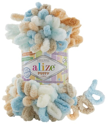 Моток Alize Puffy Color 6530 сине-бежево-белый 9 м 100 г